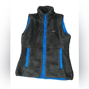 Patagonia Women’s‎ Reversible Los Gatos Fleece Sherpa Vest Gray Blue Outdoors XS